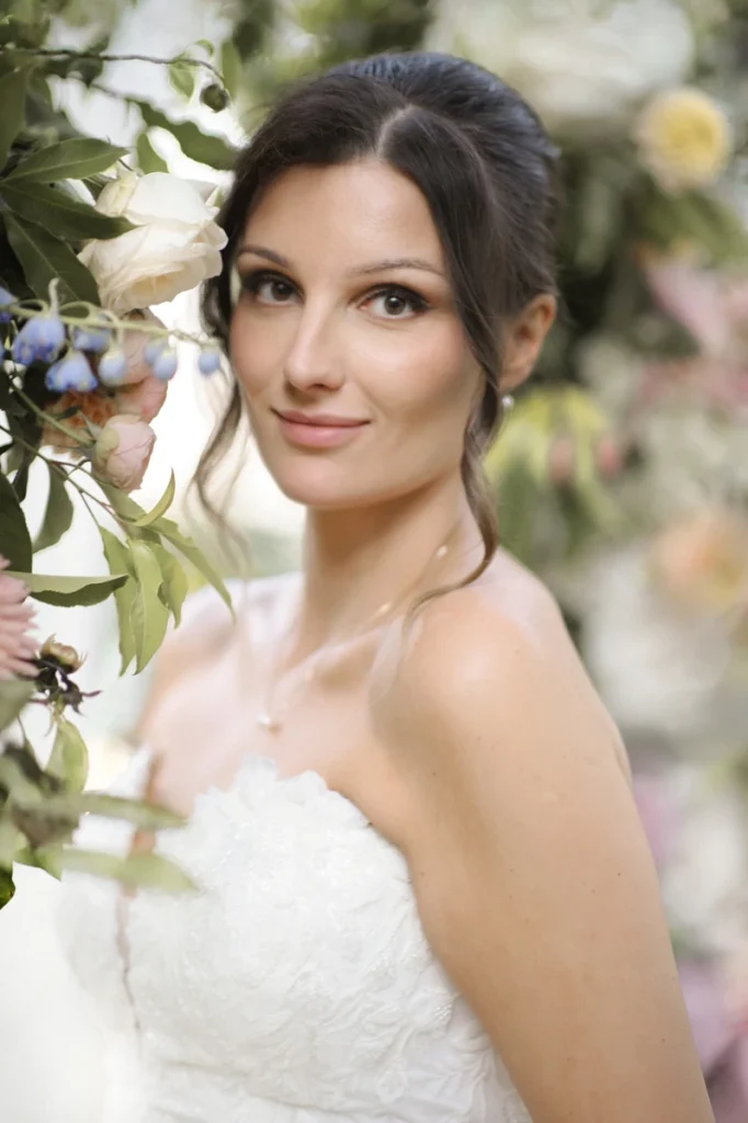 Stunning bride with floral decor in Cracow, luxury wedding - fine art wedding photography